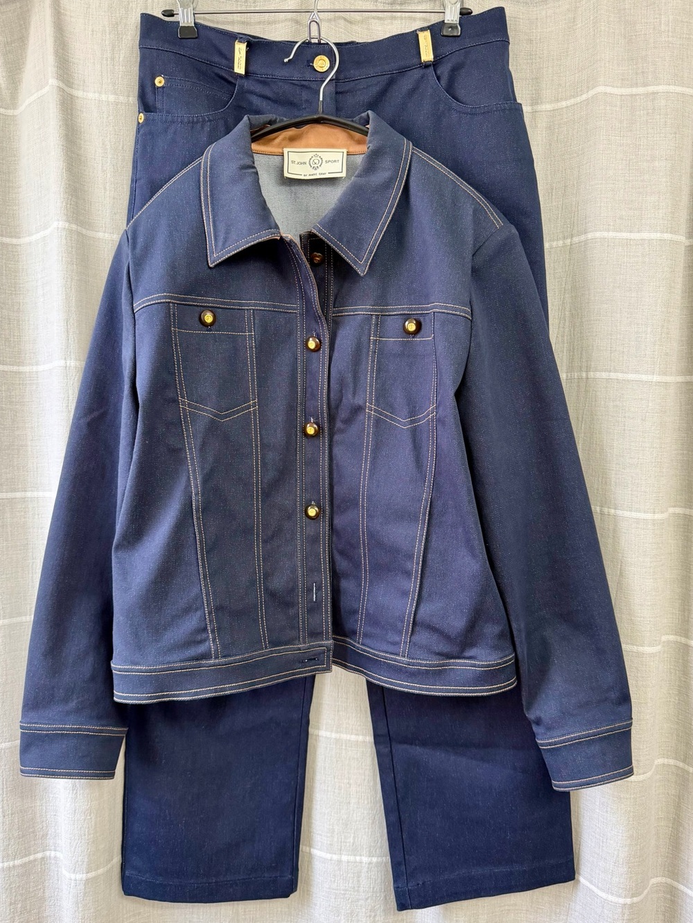 Vintage St. John Sport by Marie Gray Dark Denim Jacket and Pant Set
